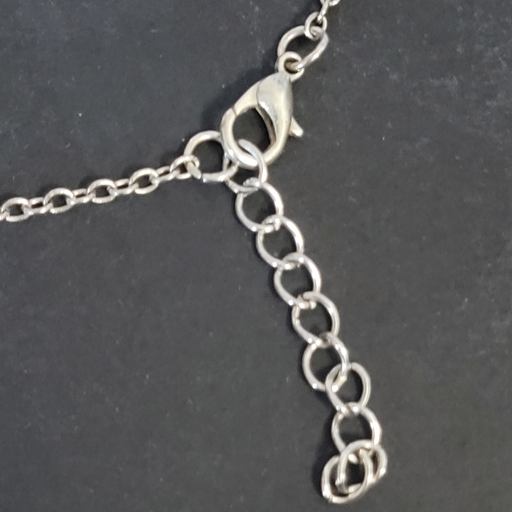"Who Rescued Who" Pet Charm Necklace Silvertone Paw Bone Dog Love 21 Inches - Picture 3 of 3